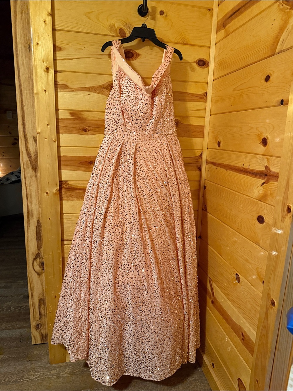 Amazon Blush Sequin A-Line Prom Dress